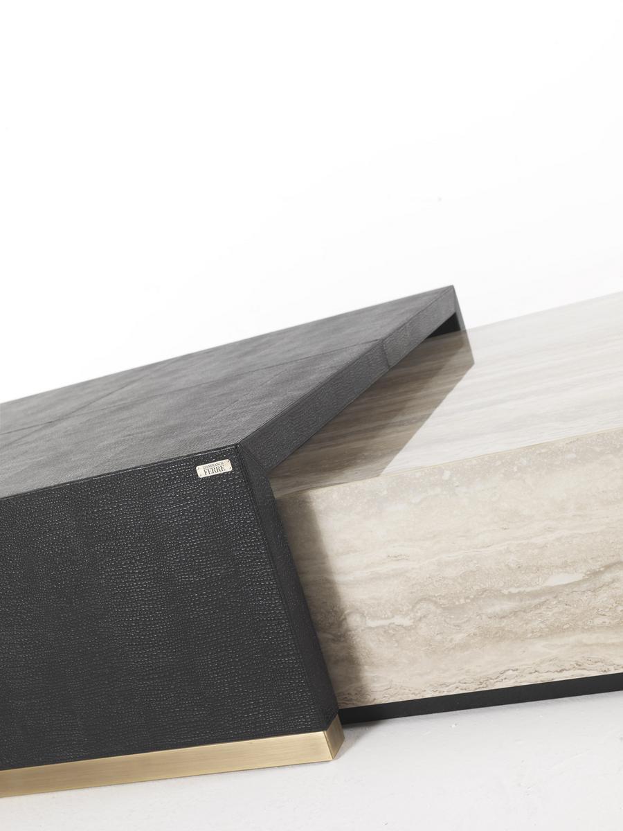 Rectangular leather coffee table | Kay by Gianfranco Ferre Home