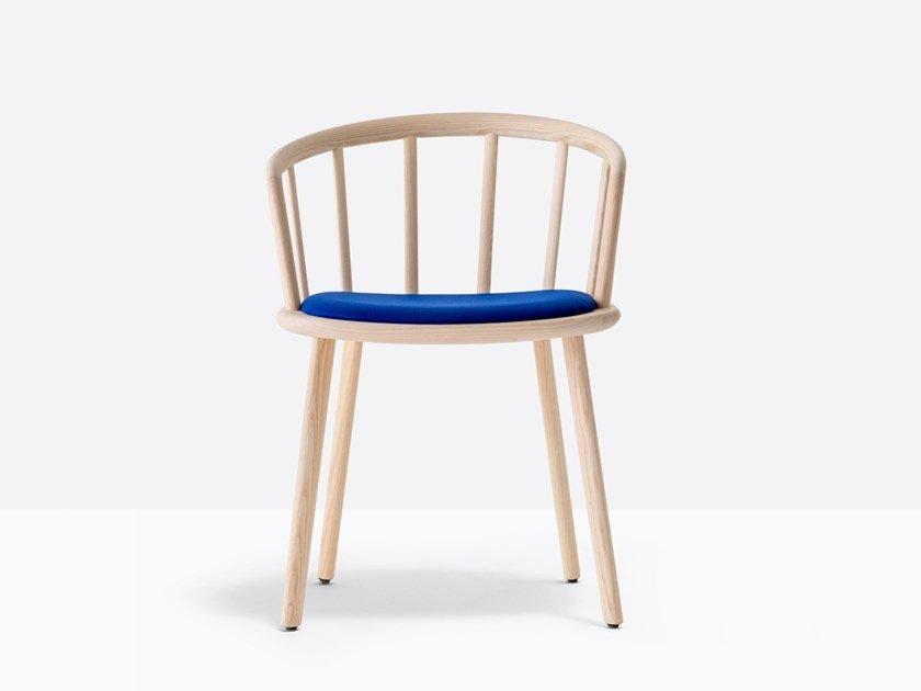 Sled base ash chair with armrests with integrated cushion | Nym 2836 by Pedrali