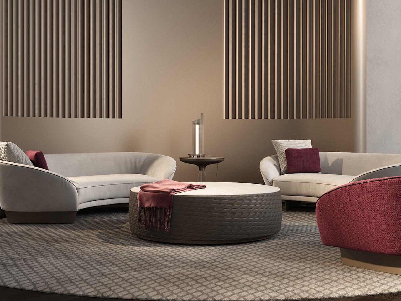 Round leather pouf | Circle by Reflex