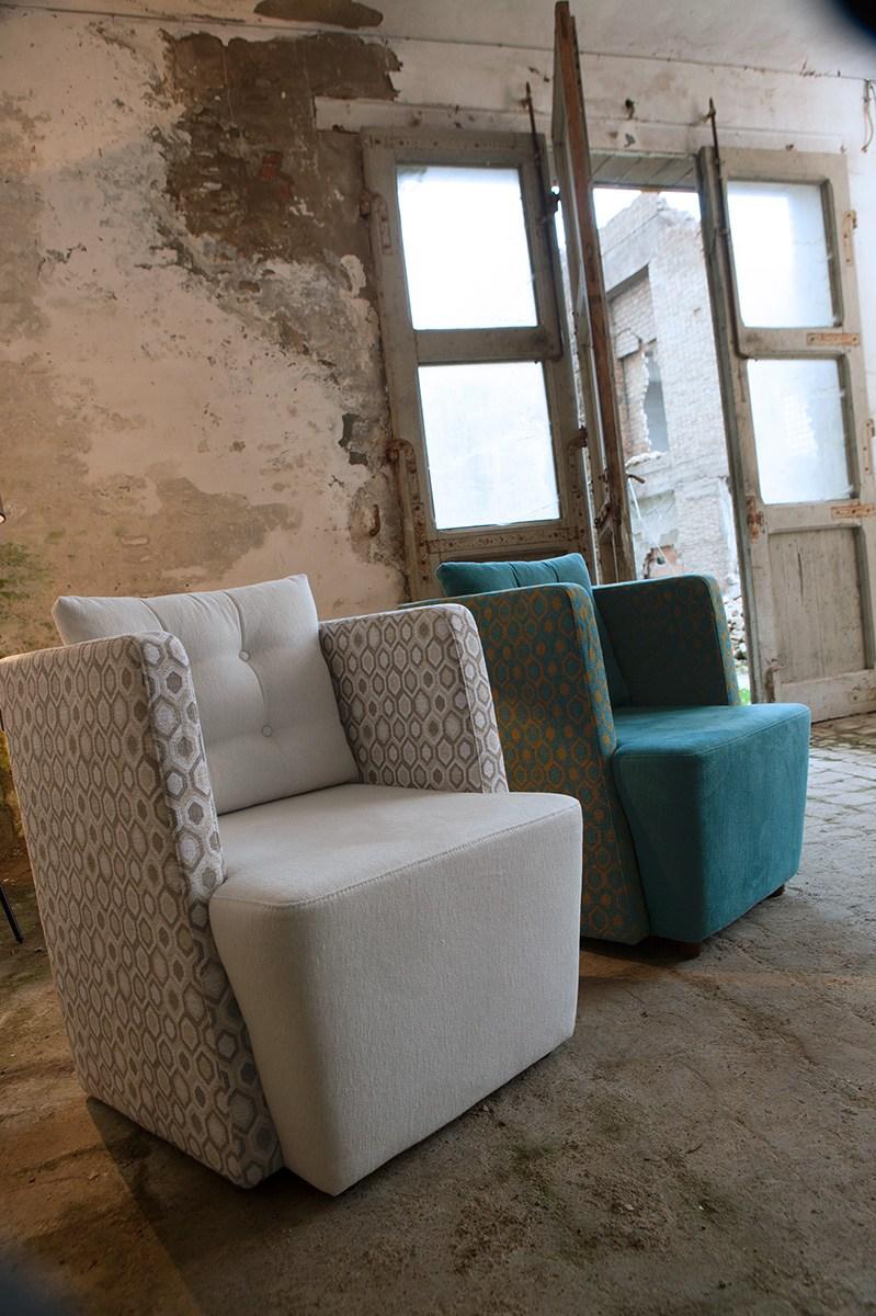 Upholstered fabric armchair with armrests | Artibella by Domingo salotti