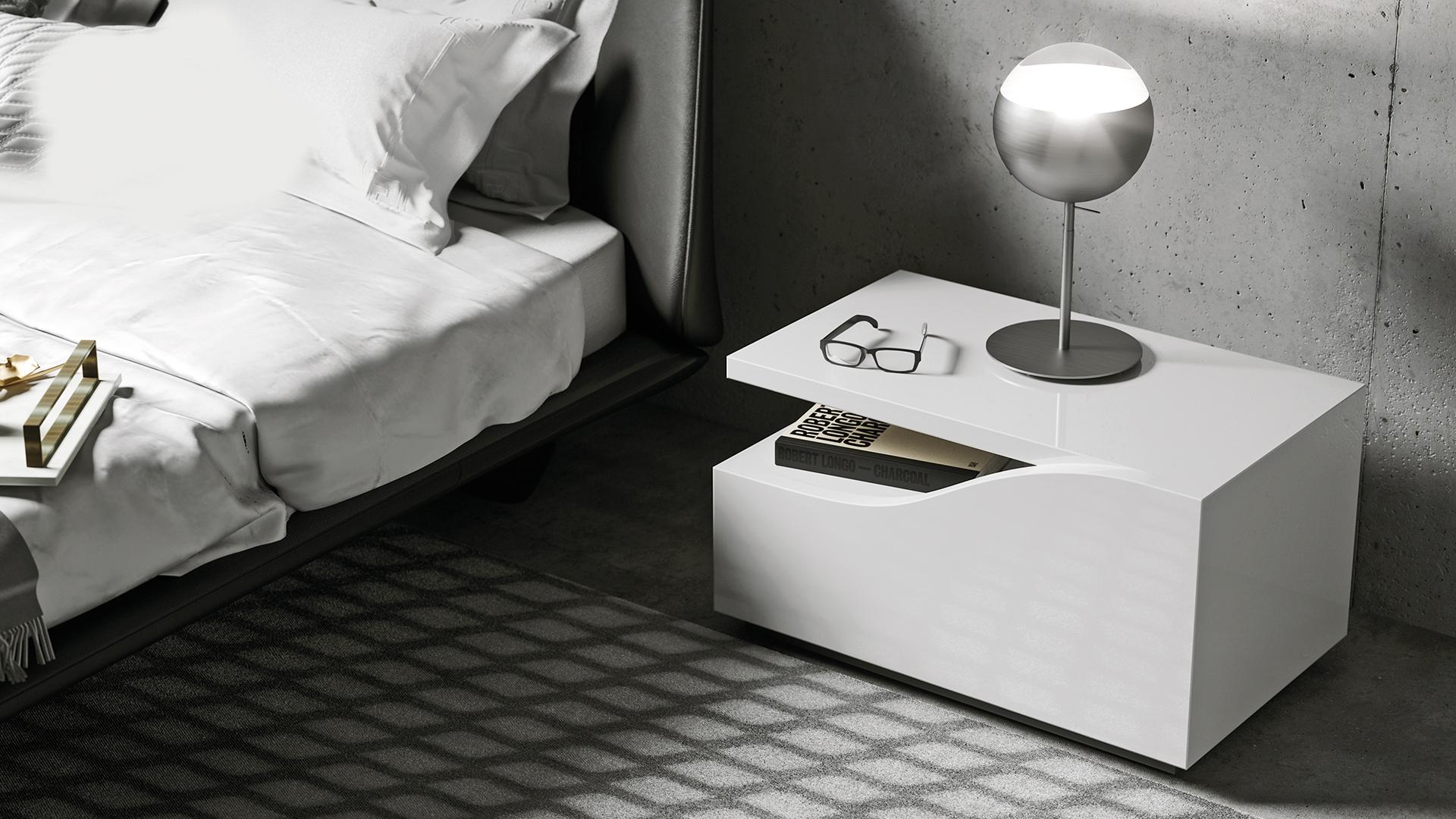 Rectangular wooden bedside table with drawers | Segno by Reflex