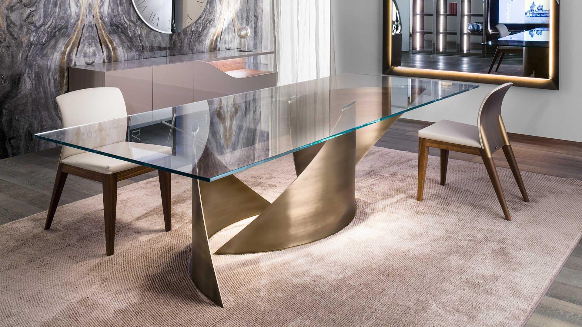 Rectangular glass dining table | Vele by Reflex