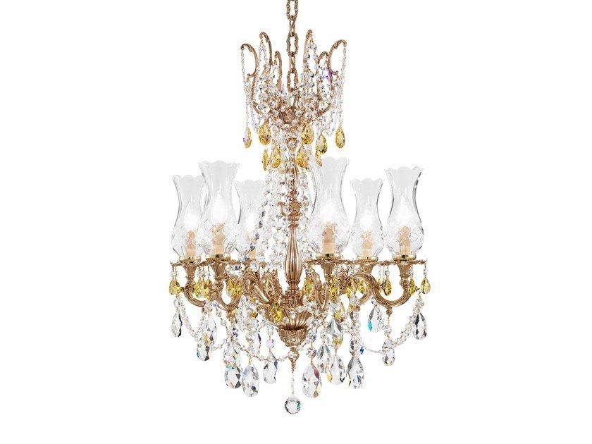 French Gold chandelier with crystals Schoeler | Queen 095/6-sh/g by Possoni Illuminazione