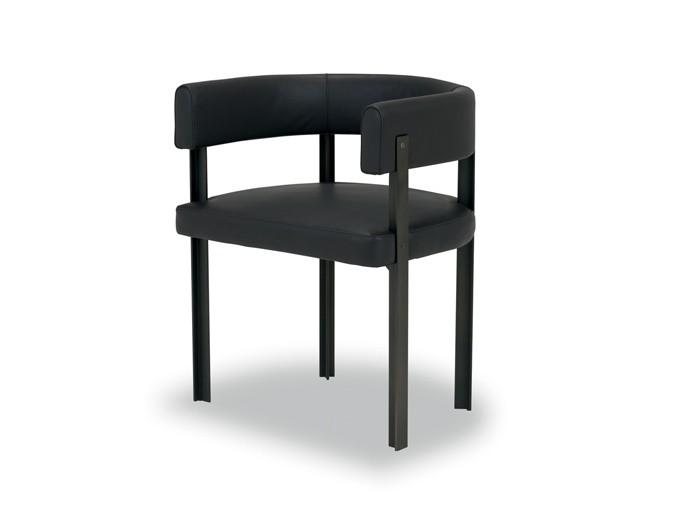 Upholstered leather chair with armrests | T-chair by Baxter