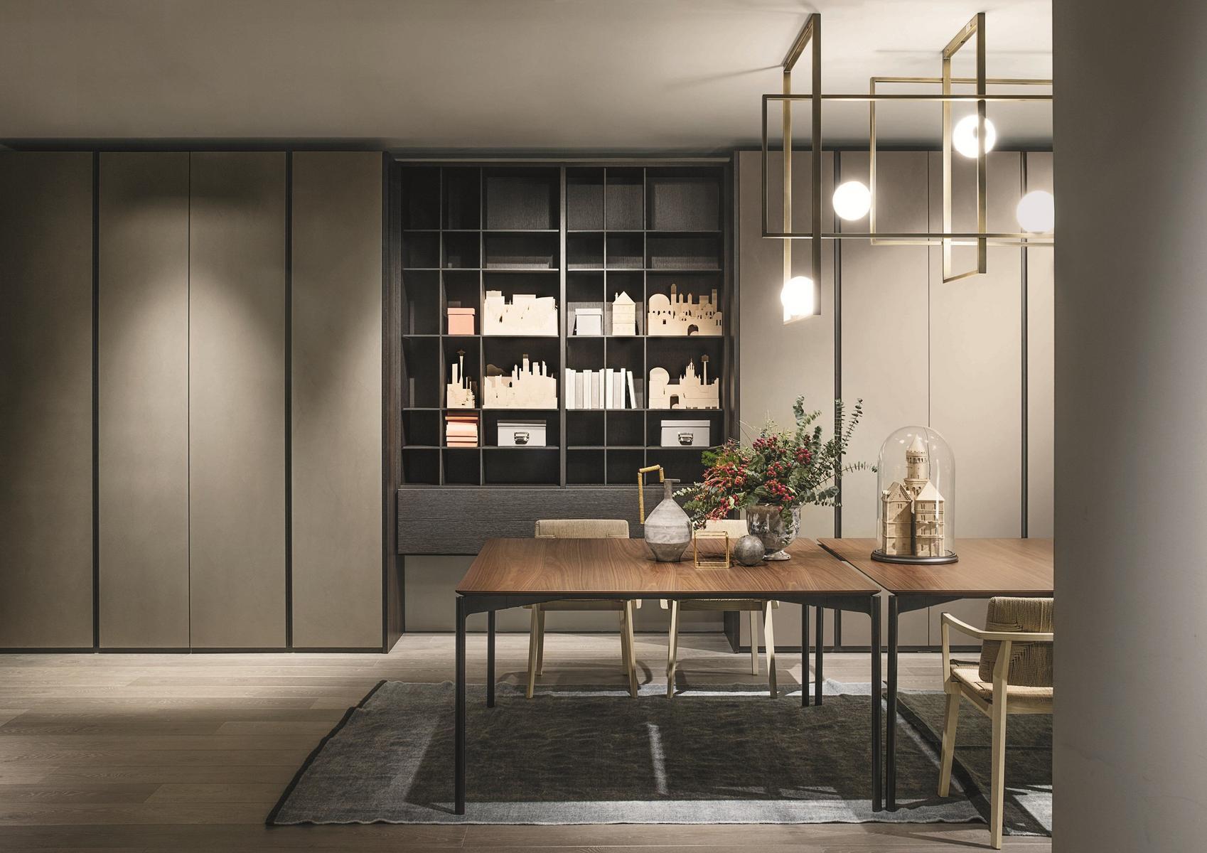 Rectangular aluminium and wood table | Luce by Lema