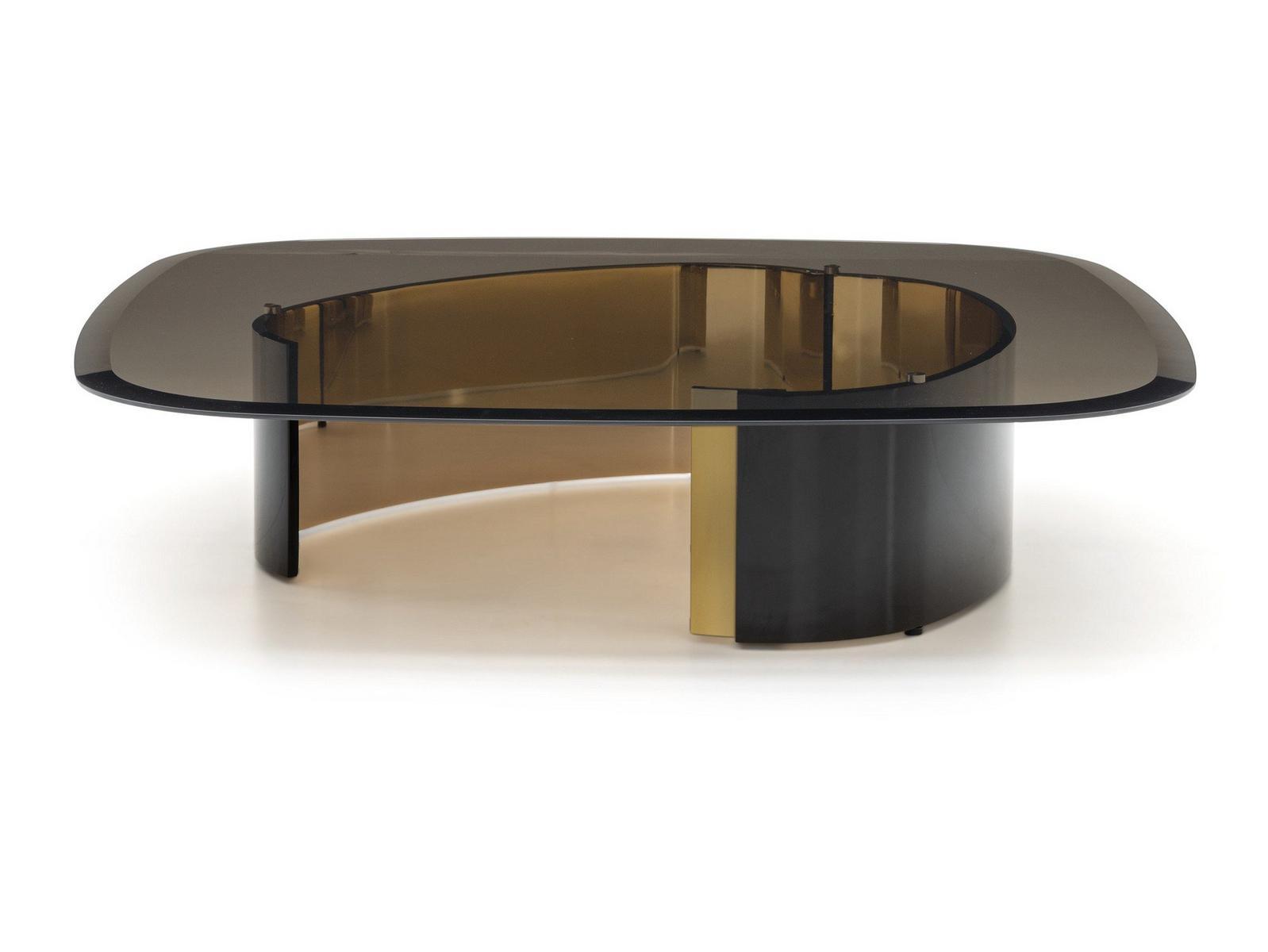 Square glass coffee table for living room | Bangle by Minotti