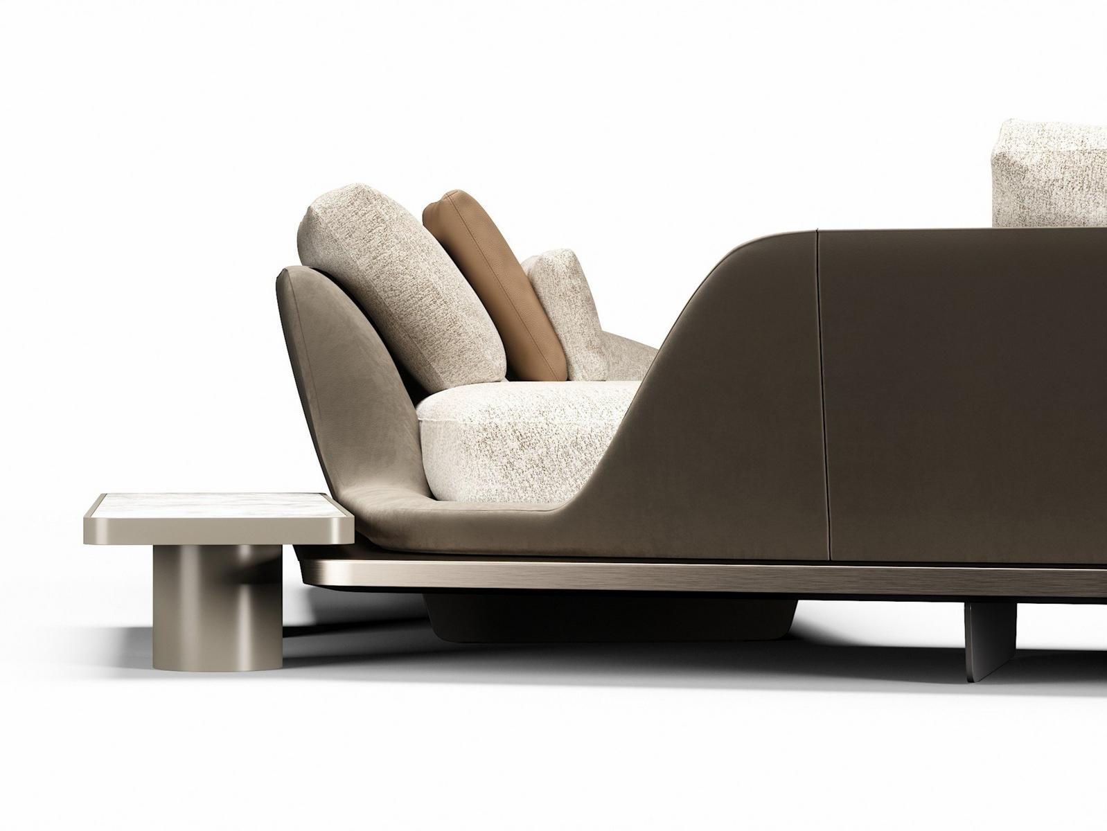 Leather sofa with chaise longue | Segno by Reflex