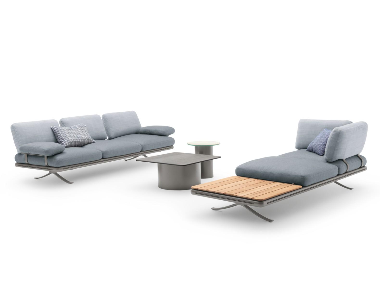 Round aluminium garden side table with ceramic top | 260 Yoko by Rolf Benz