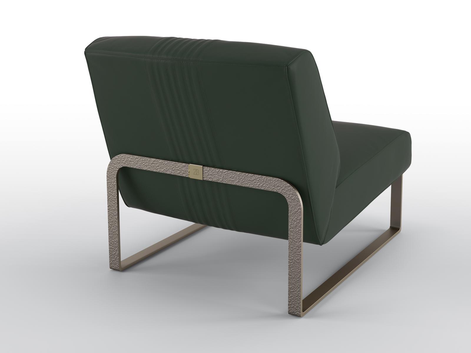 Leather armchair and metal base | Pandora by Bruno Zampa