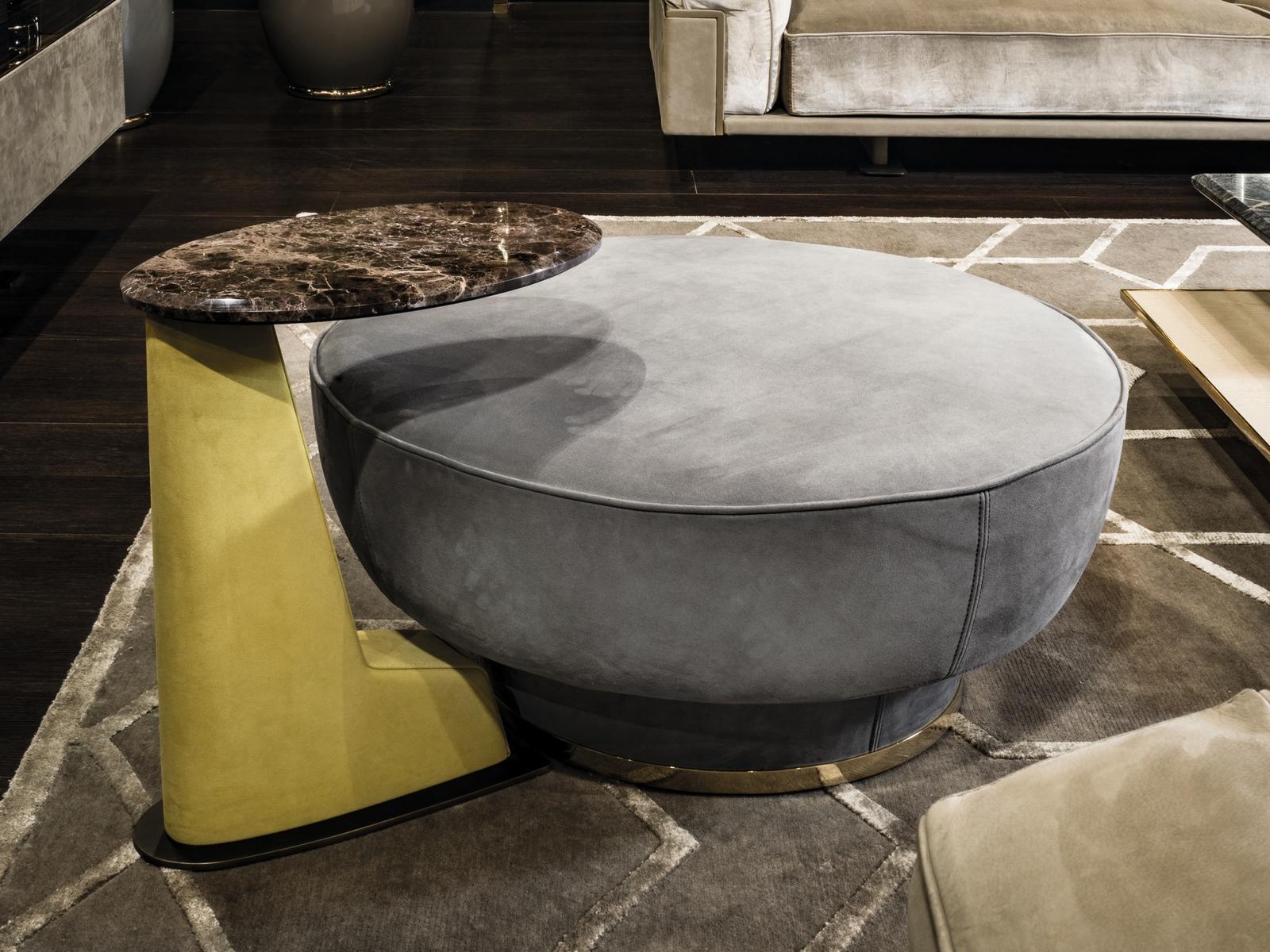 Round leather pouf | Vincent by Longhi