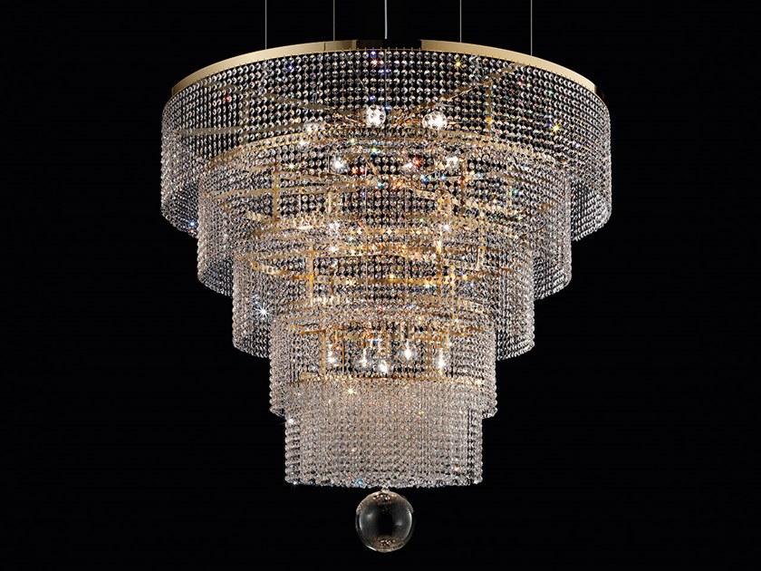 Incandescent metal pendant lamp with crystals | Impero & Deco Ve 845 16+1 by Masiero