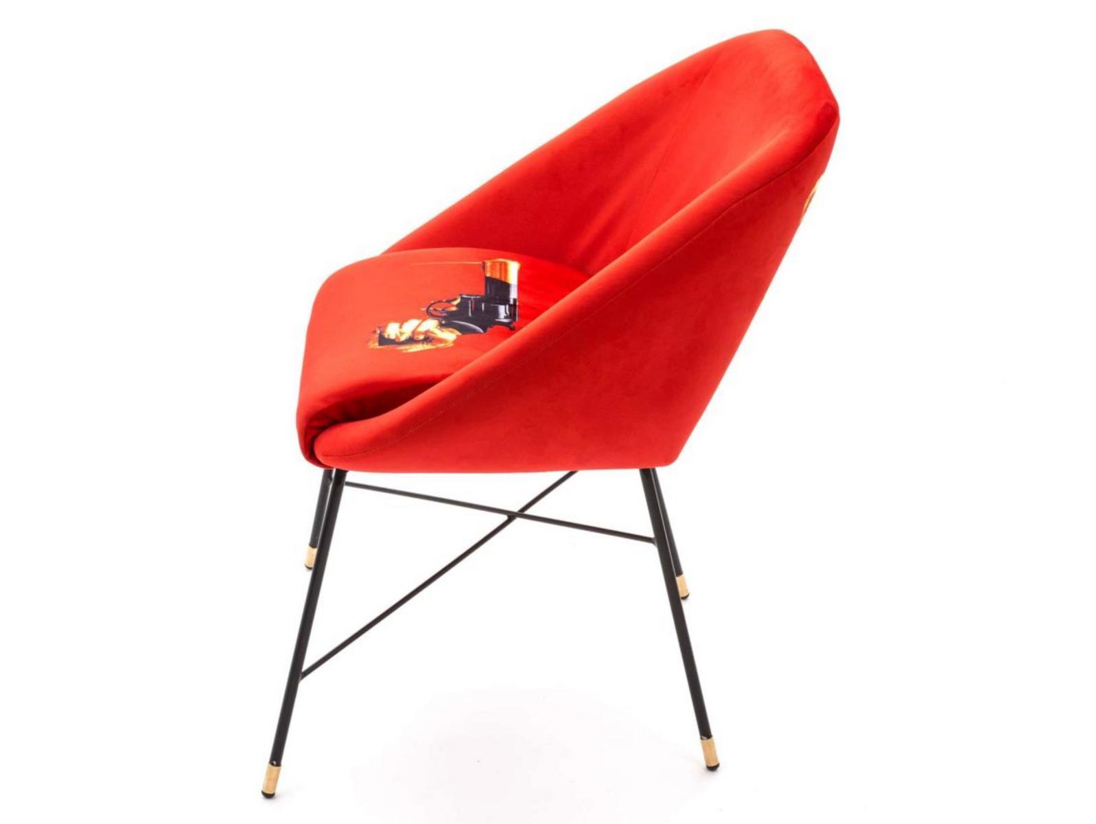 Upholstered fabric chair with armrests | Revolver by Seletti