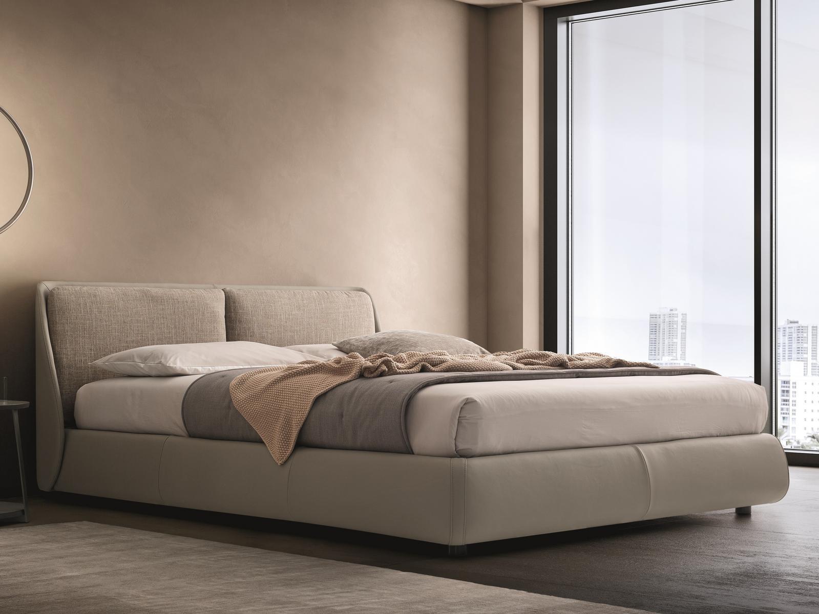 Leather bed with upholstered headboard | Bend by Ditre Italia
