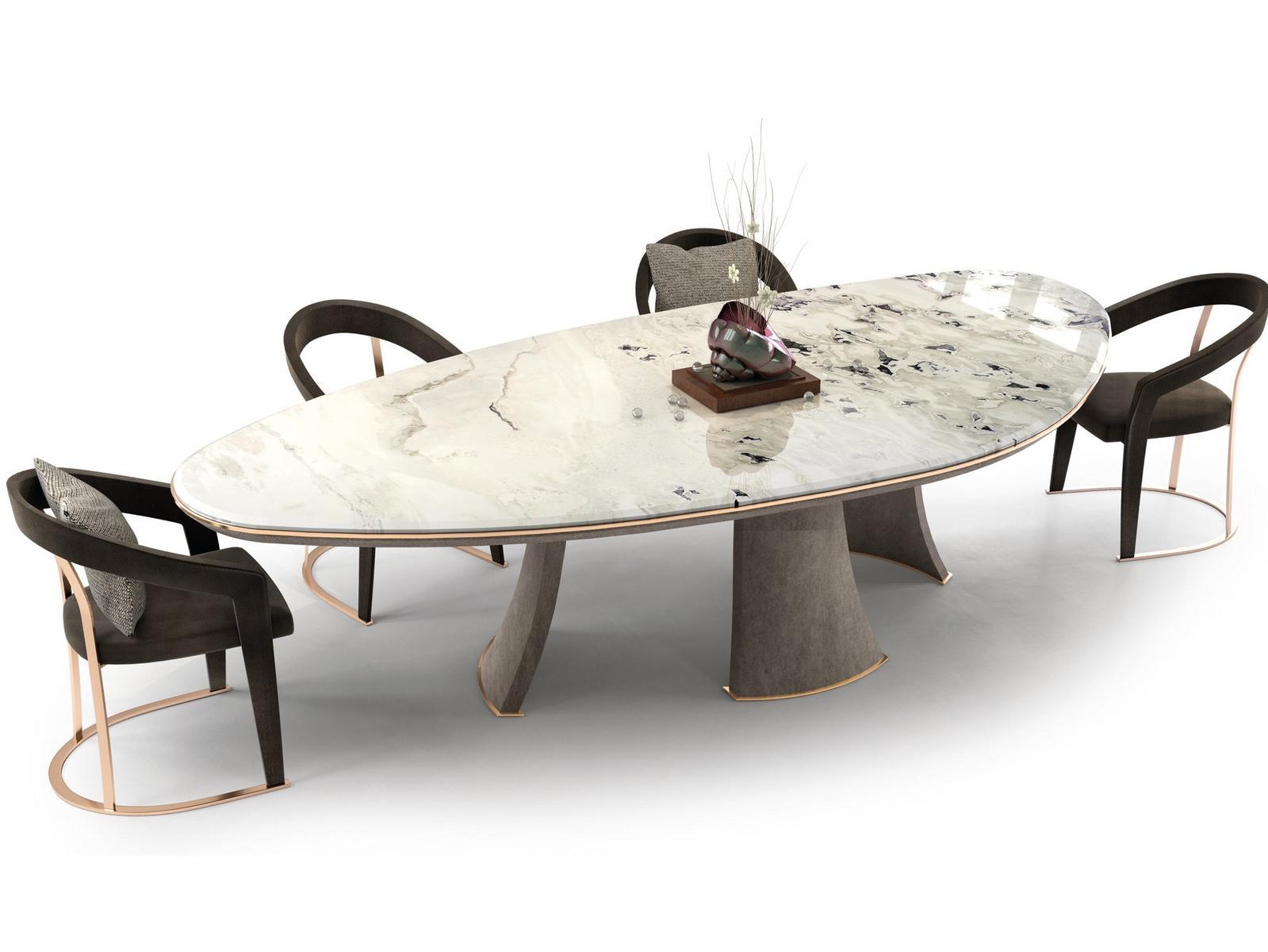 Round ceramic table | Damien by Longhi