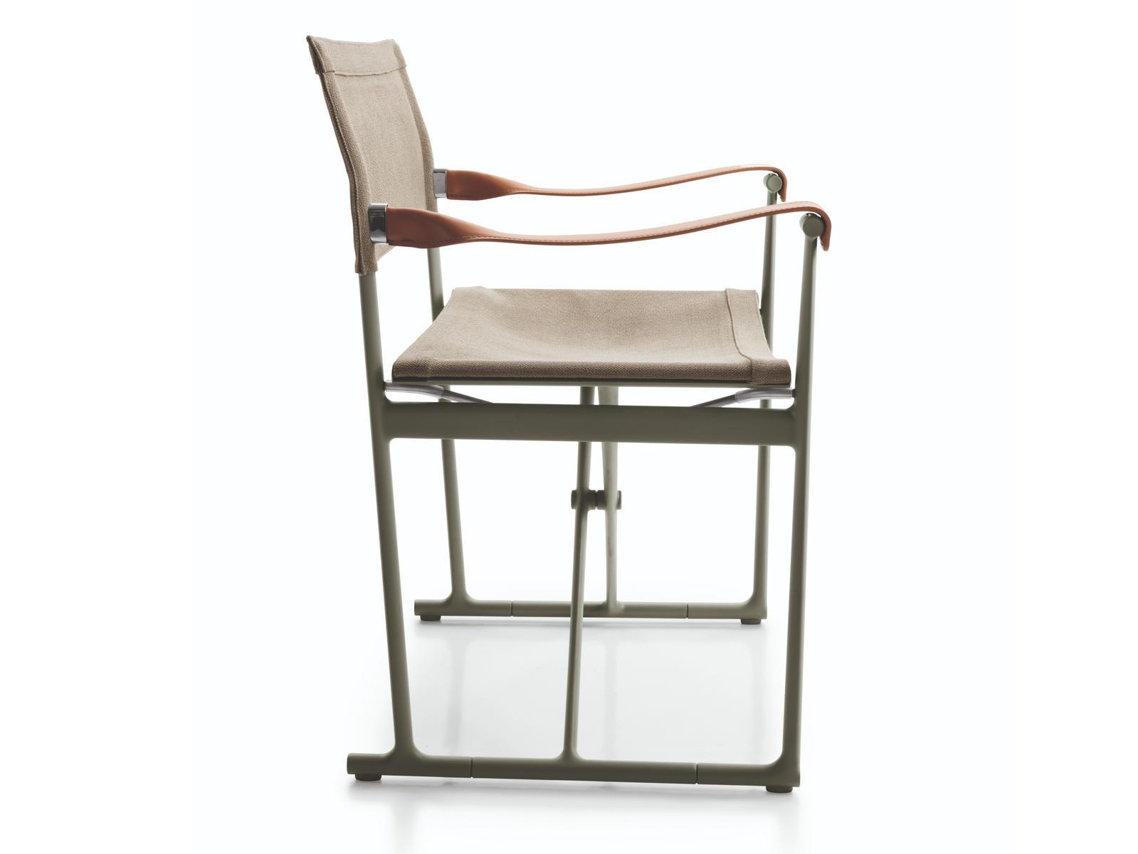Folding canvas garden chair with armrests | Mirto Outdoor by B&B Italia