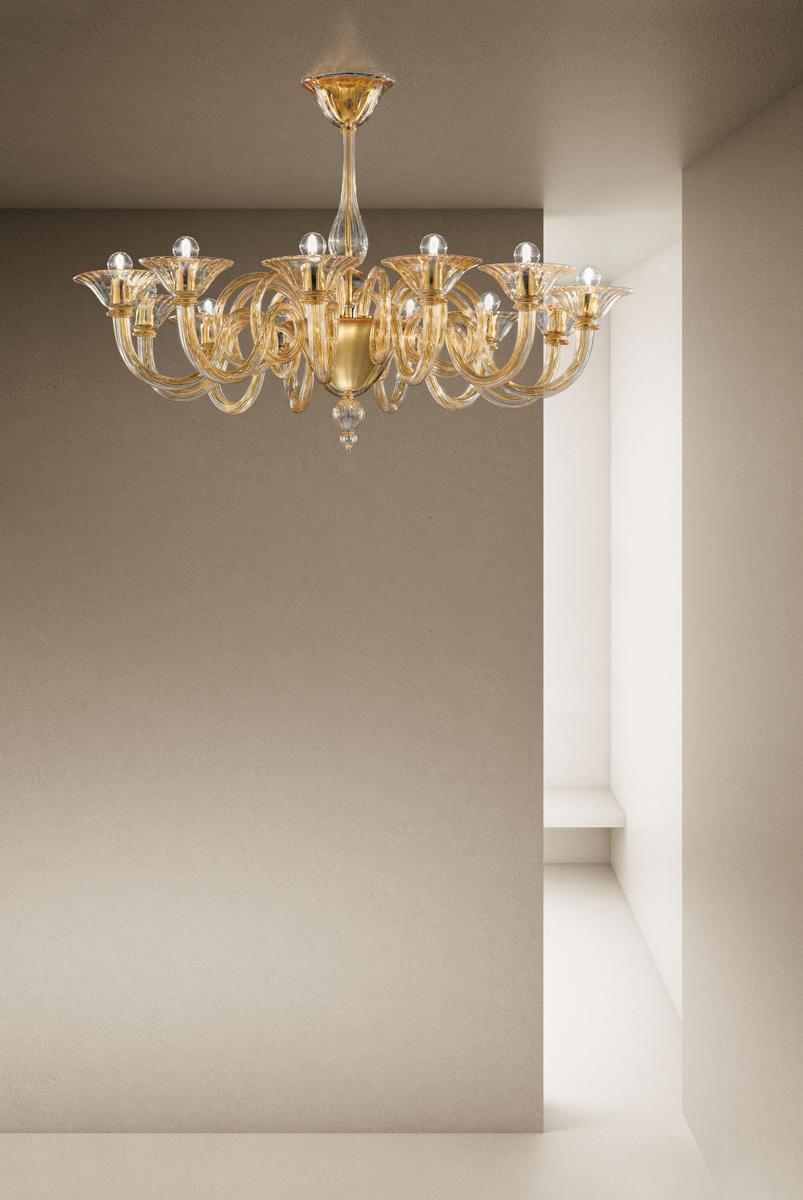 Glass chandelier with crystals | Dolfin by Sylcom
