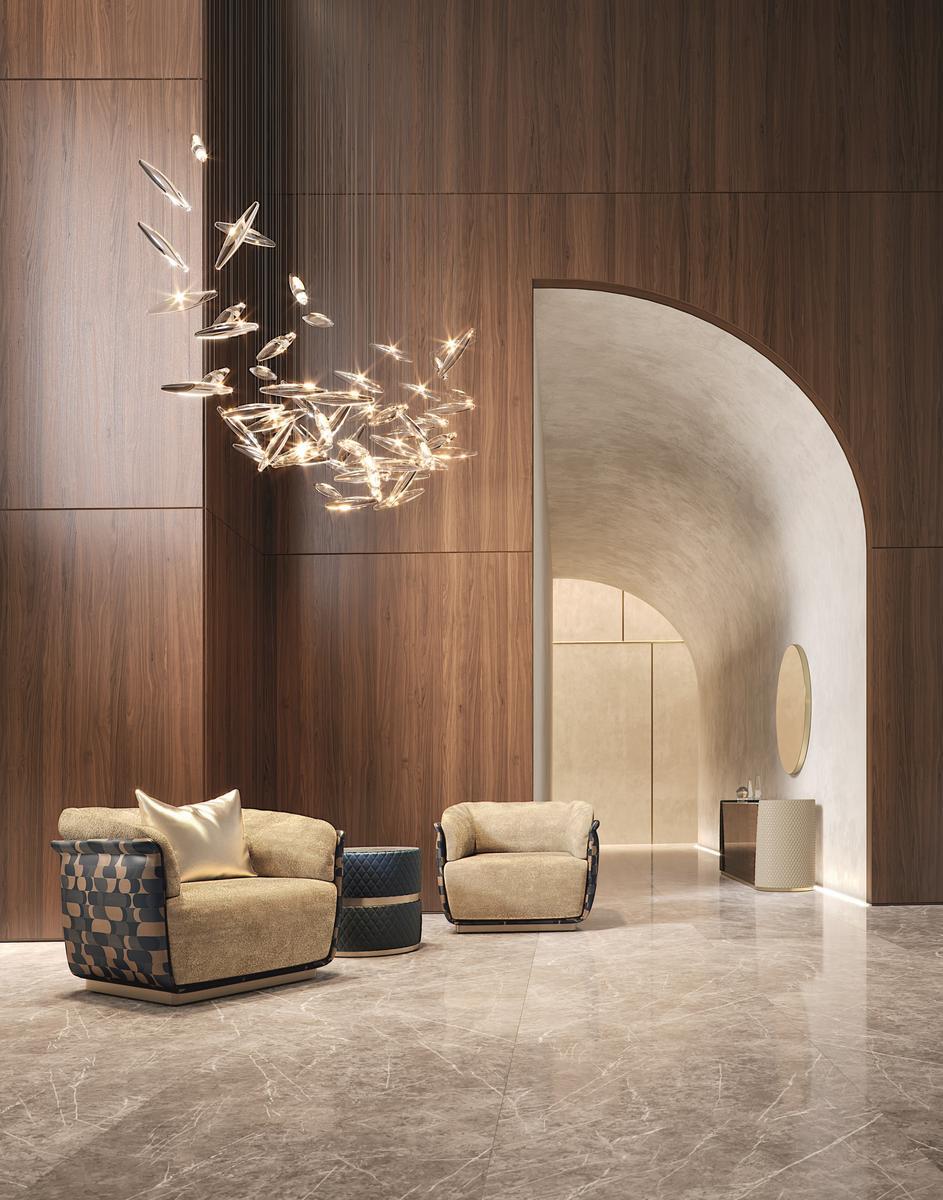 Upholstered fabric armchair with armrests | Allure by Capital Collection