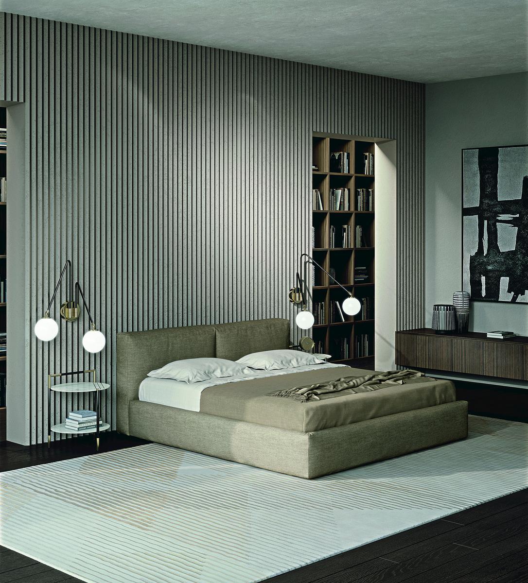 Fabric bed with removable cover with upholstered headboard | Cooper by Frigerio