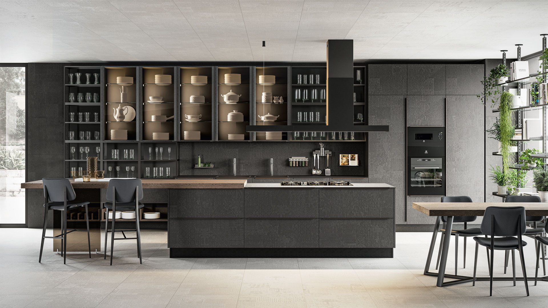 Glass kitchen without handles Lube Cucine Clover
