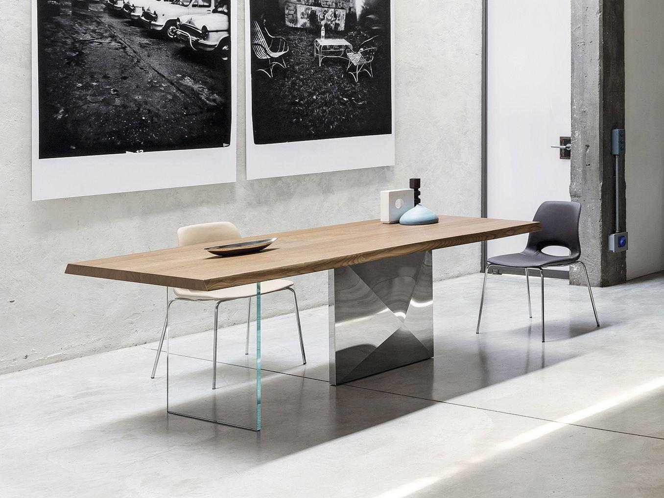 Rectangular steel and wood living room table | Cubric by Riflessi