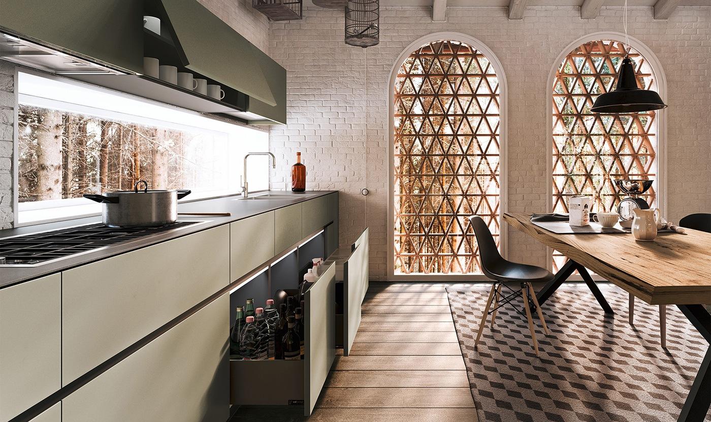 Lacquered kitchen with handles ALF Valdesign Soho