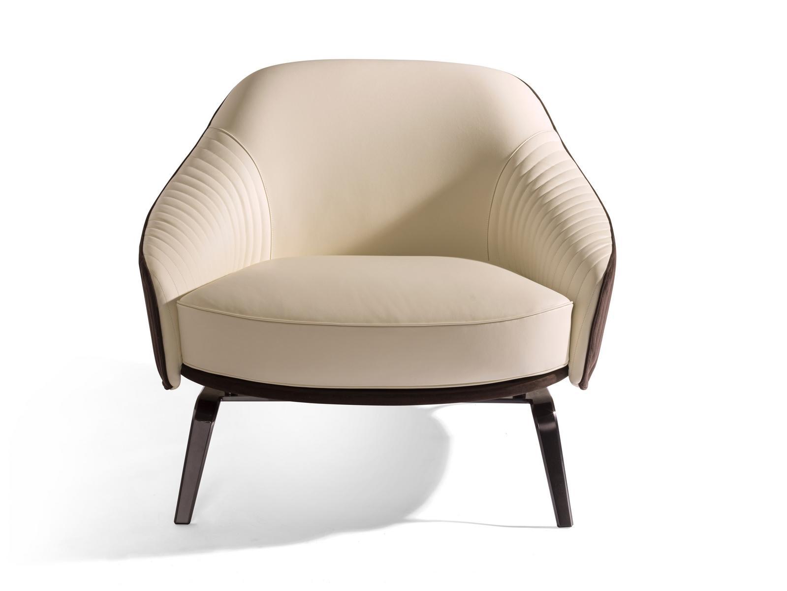 Upholstered leather armchair with armrests | Whitney by Visionnair