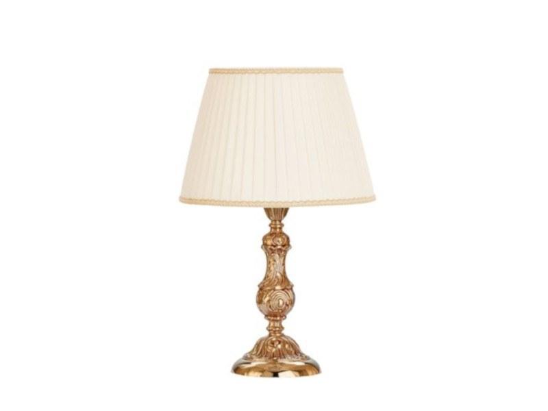 French Gold table lamp with pleated silk shade | Oldie 504/lp by Possoni Illuminazione