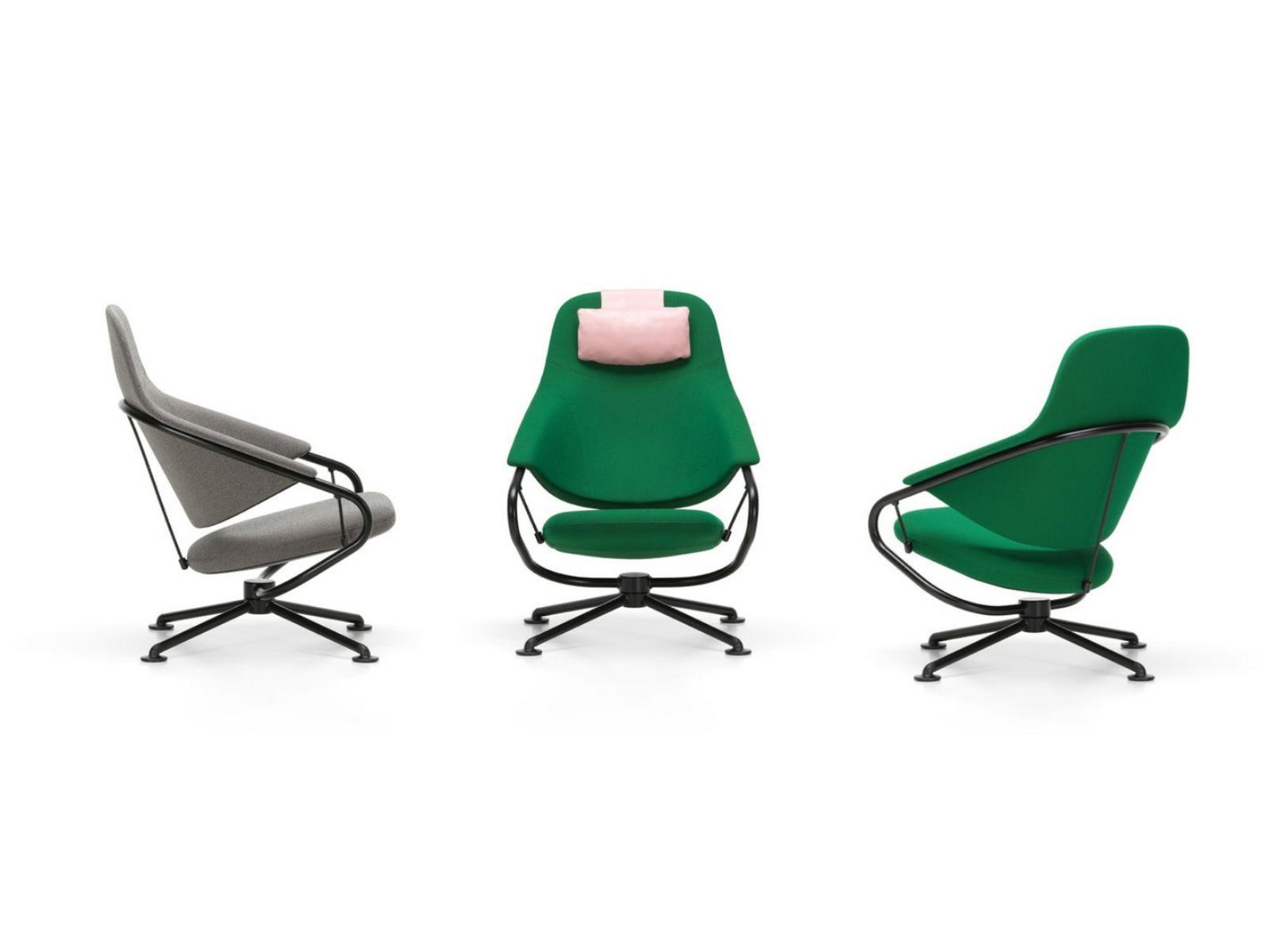 Swivel fabric armchair with 4-spoke base with headrest | Citizen Highback by Vitra