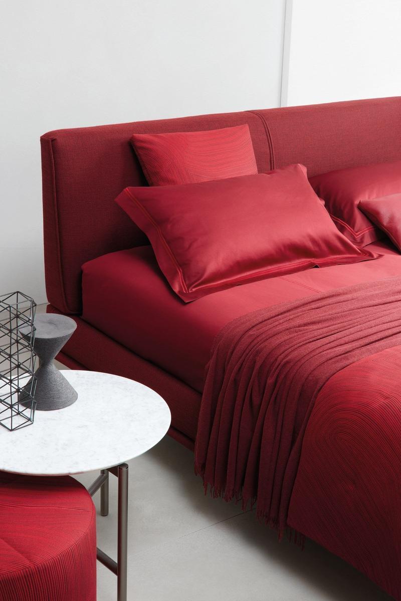 Upholstered fabric double bed with removable cover | Icon by Flou