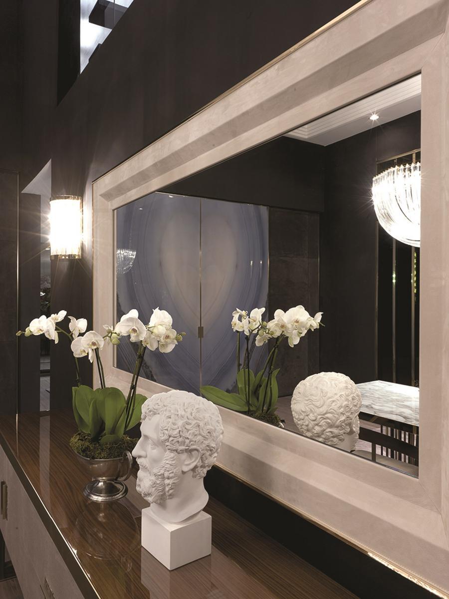 Rectangular leather mirror | Adone by Longhi