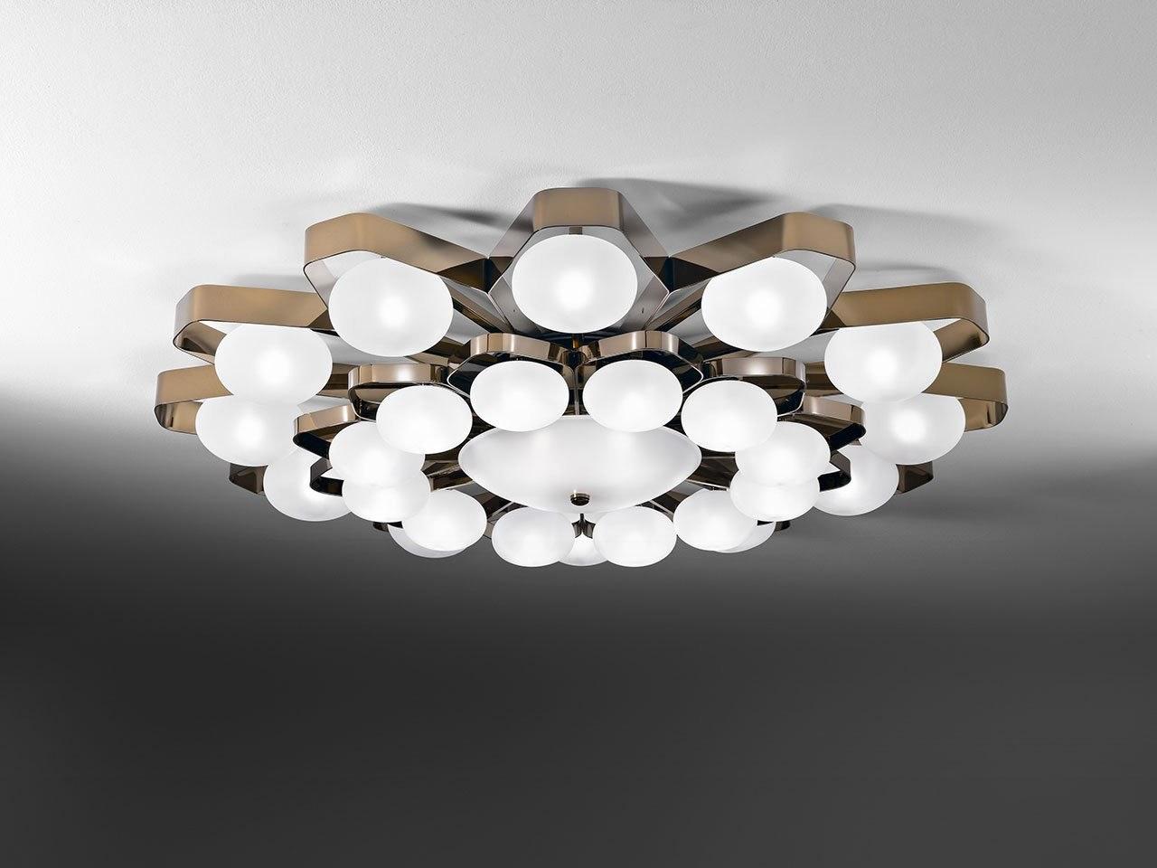 Direct light satin glass and metal ceiling light | Teo by Italamp