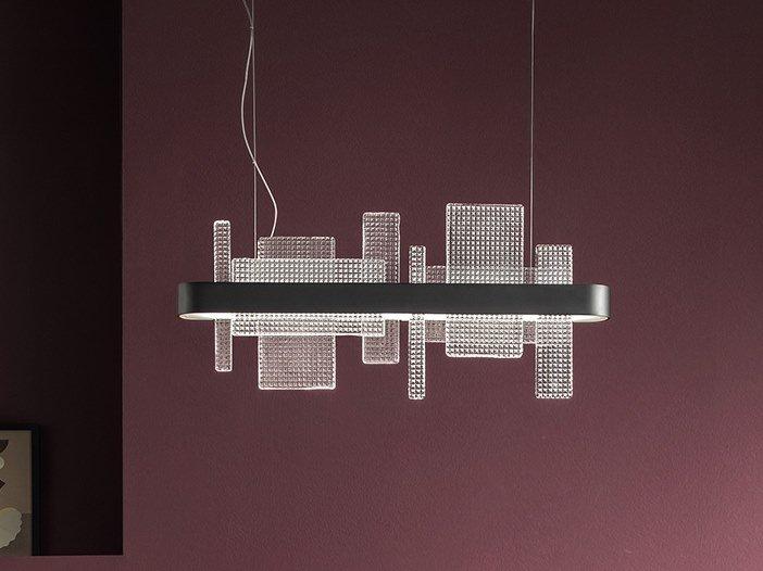 LED pendant lamp in metal and glass | Ribbon S70 by Masiero