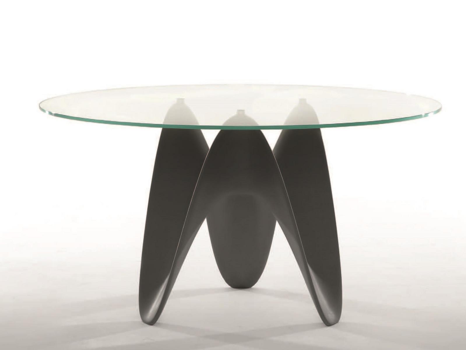 Round tempered glass table with Tecnoril® base | Gaya by Tonin Casa