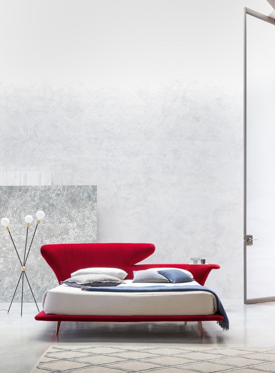 Double bed with upholstered headboard | Lovy Bed by Bonaldo