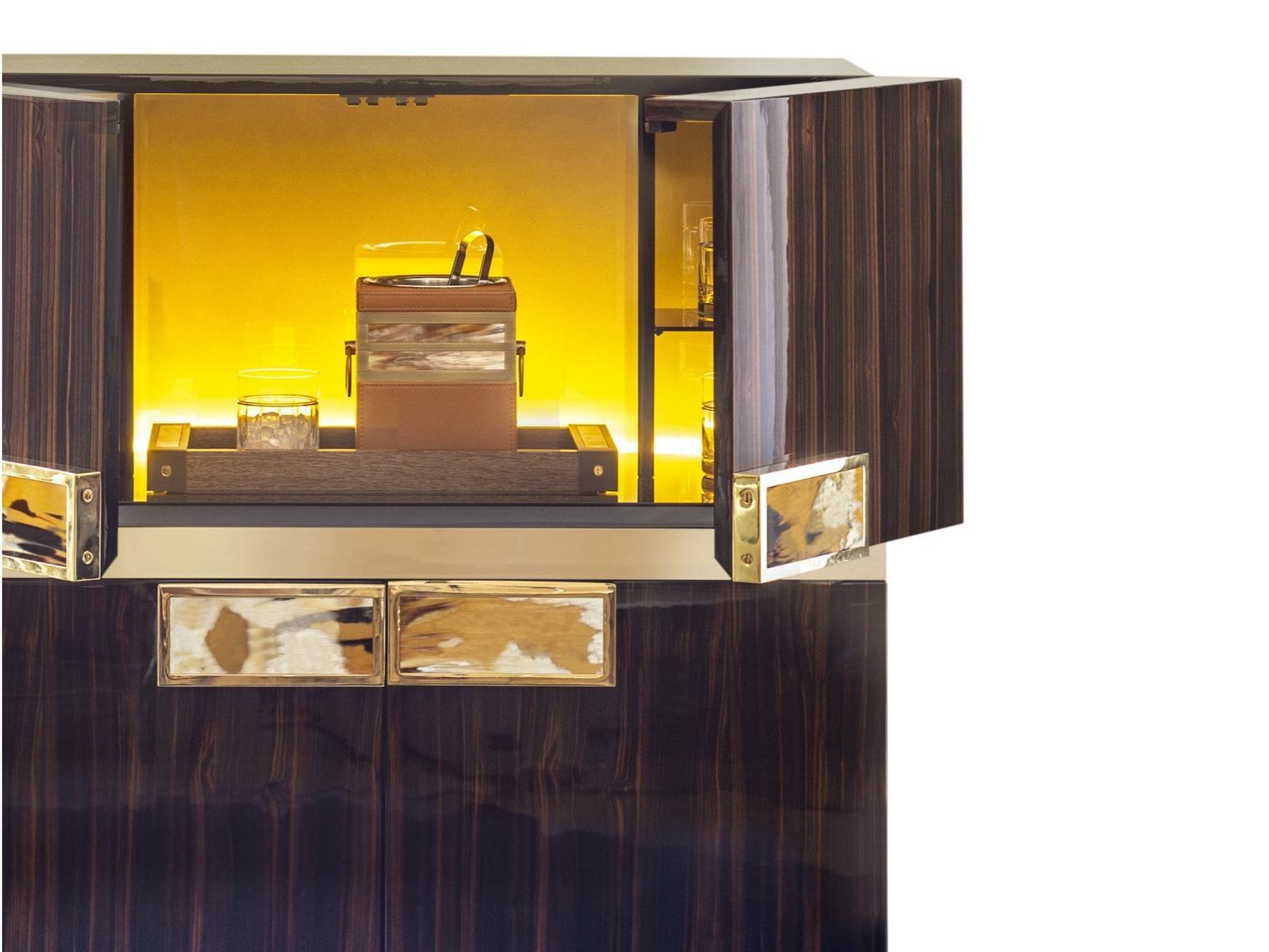 Ebony bar cabinet with integrated lighting | Cosmopolitan 6027ebo/ebl by Arcahorn