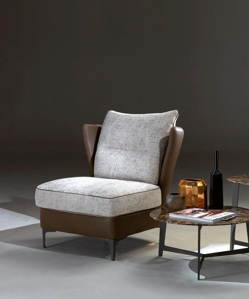Leather and fabric armchair | Voltaire by Borzalino