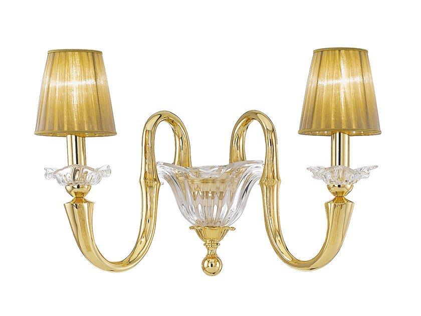 Gold plated wall light with crystal and organza shades | Valentina 269/ah2 by Possoni Illuminazione