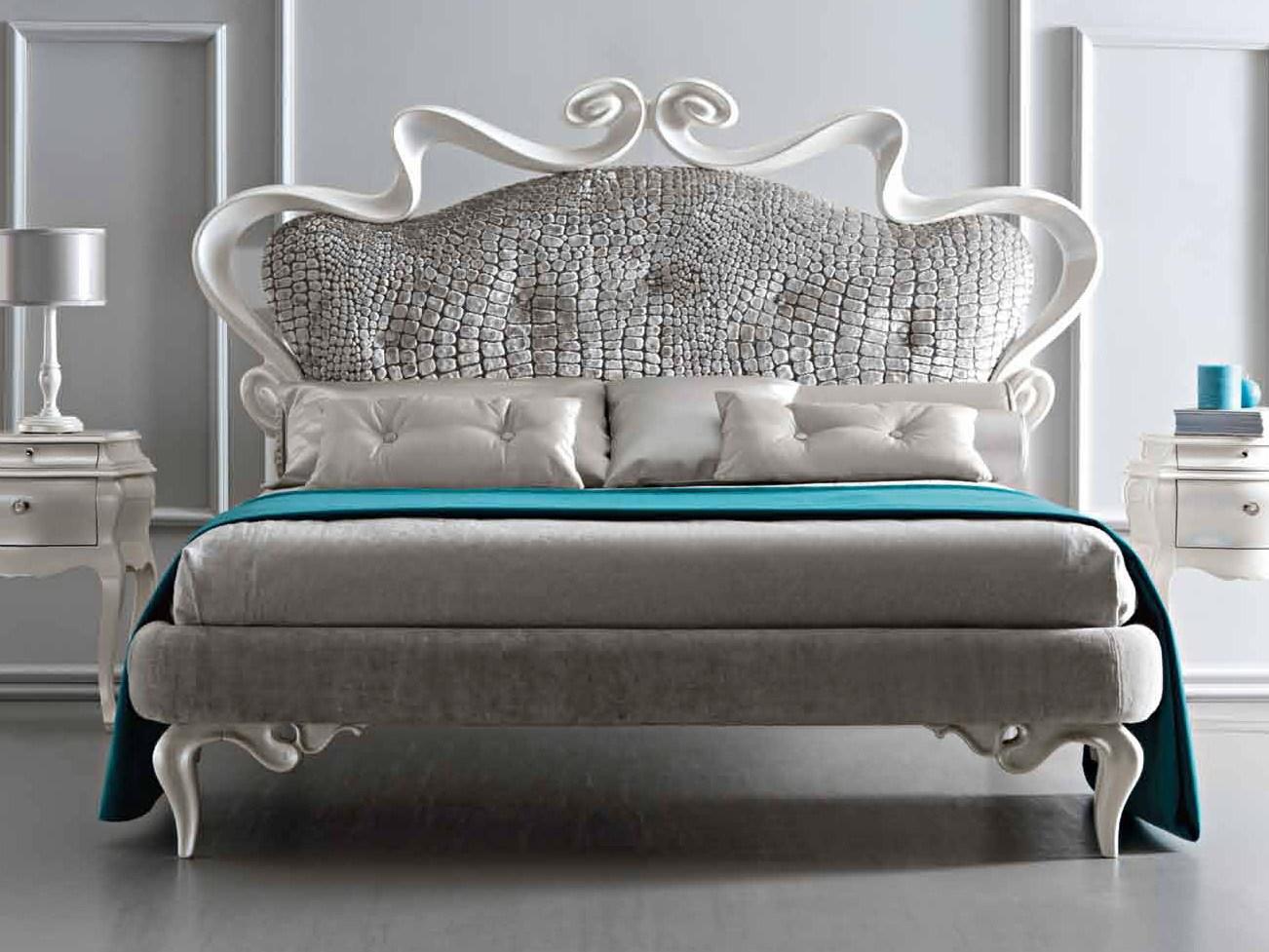 Leather double bed with upholstered headboard | Melissa Soft by Corte Zari