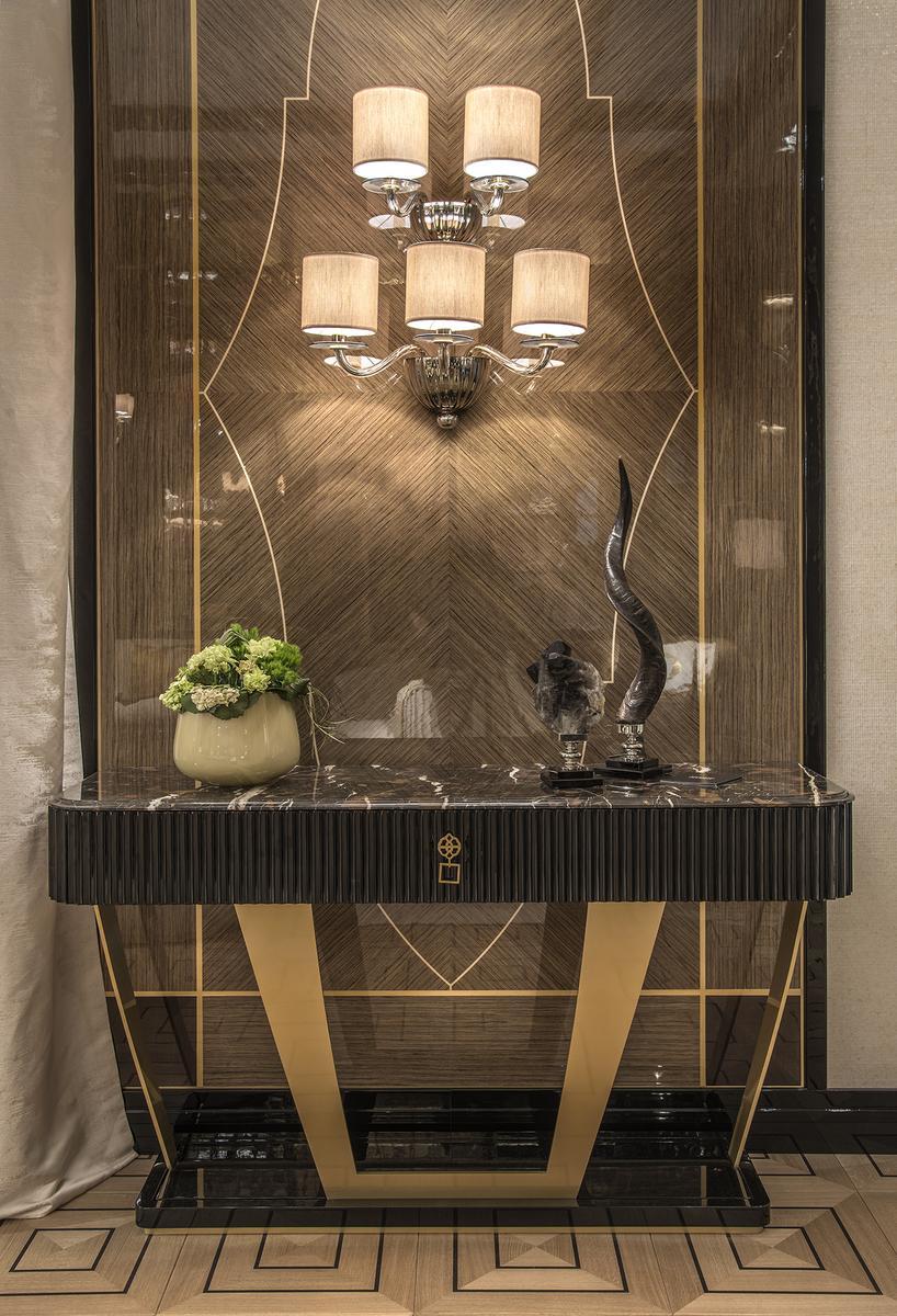 Solid wood and walnut console table with drawers | Swing by Bruno Zampa