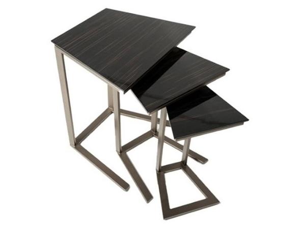 Modular metal and wood veneer high side table | Fedro by Mantellassi 1926