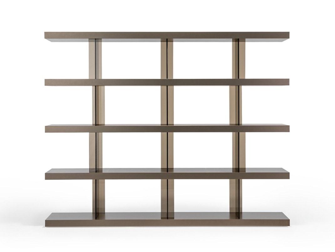 Open modular wood and glass bookcase | Tango T by Reflex