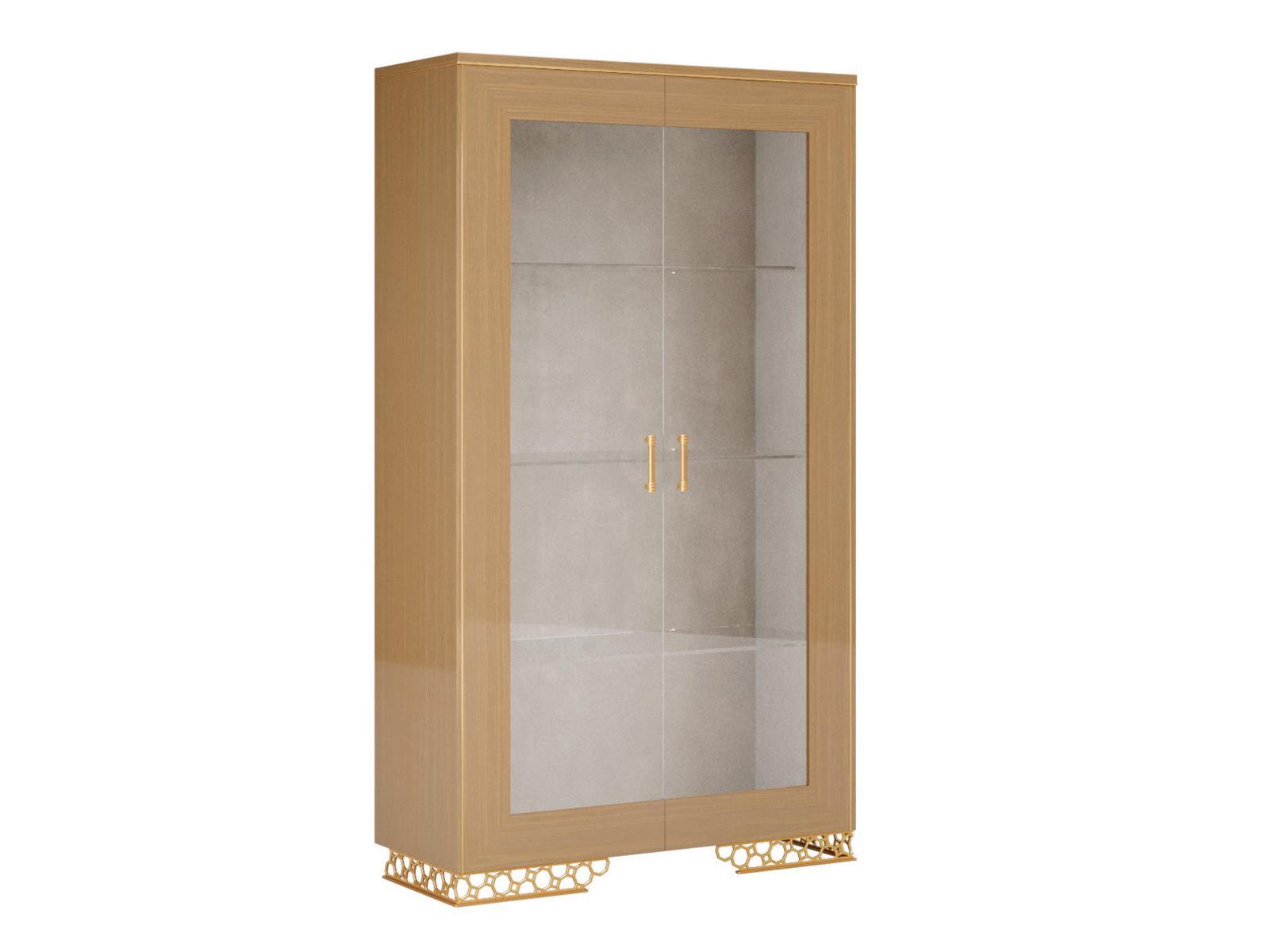 Wood and glass display cabinet with integrated lighting | Jenny by Volpi