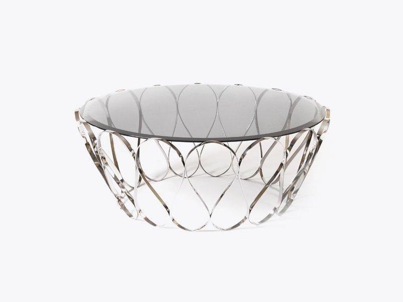 Round Glass and Stainless Steel coffee table for living room | Aquarius by Boca Do Lobo