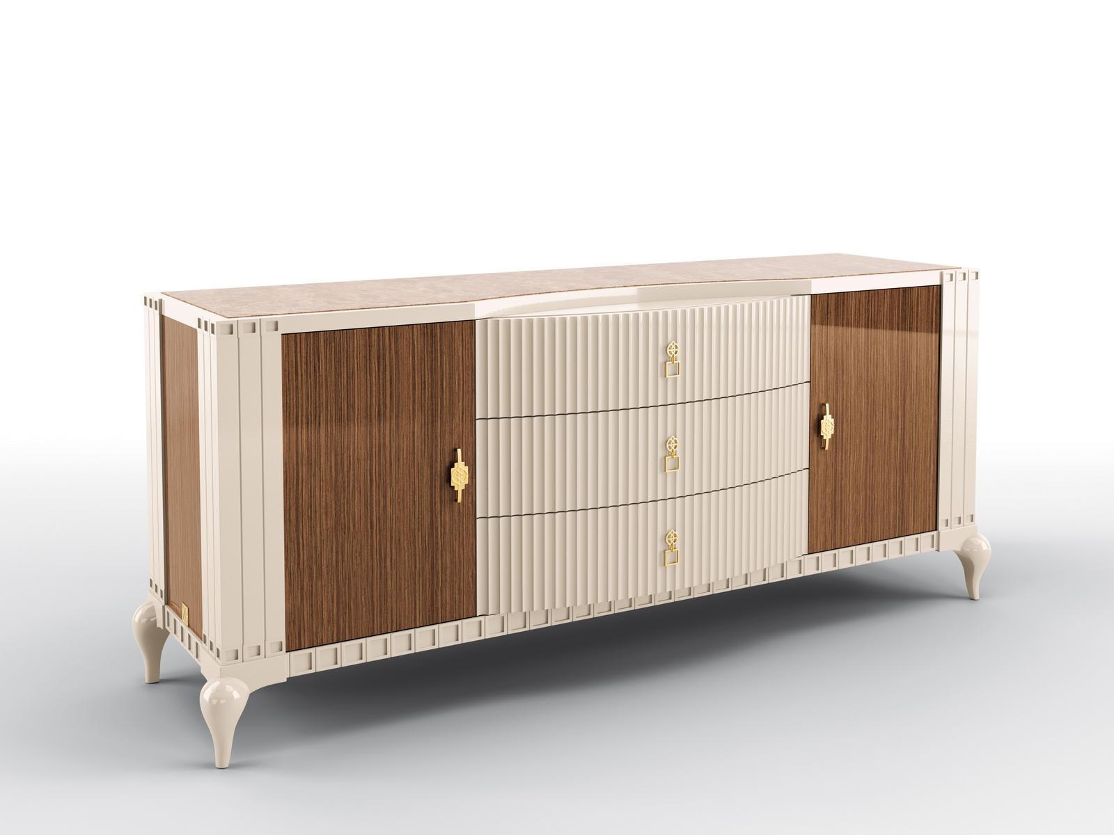 Solid wood sideboard and marble top | Duke by Bruno Zampa