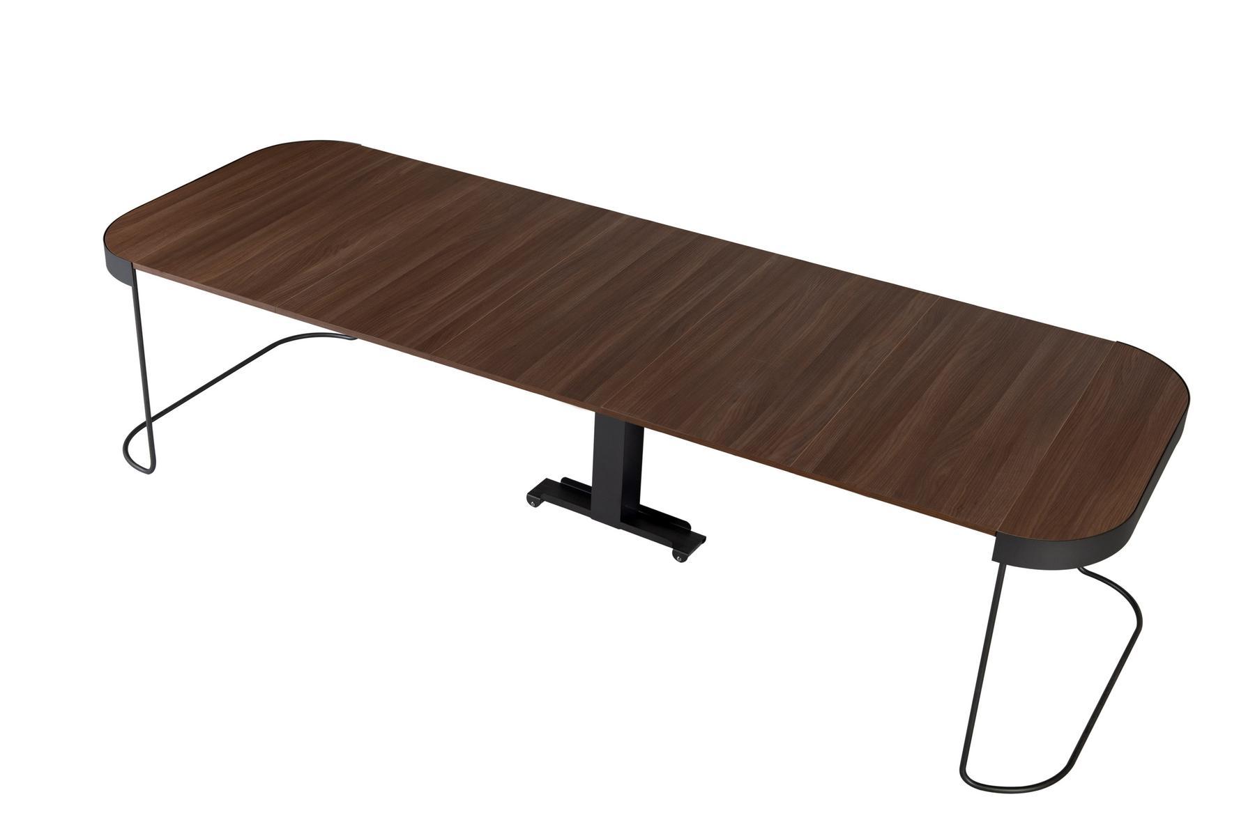Extendable oval console in walnut and steel base | Cora by Tonin Casa