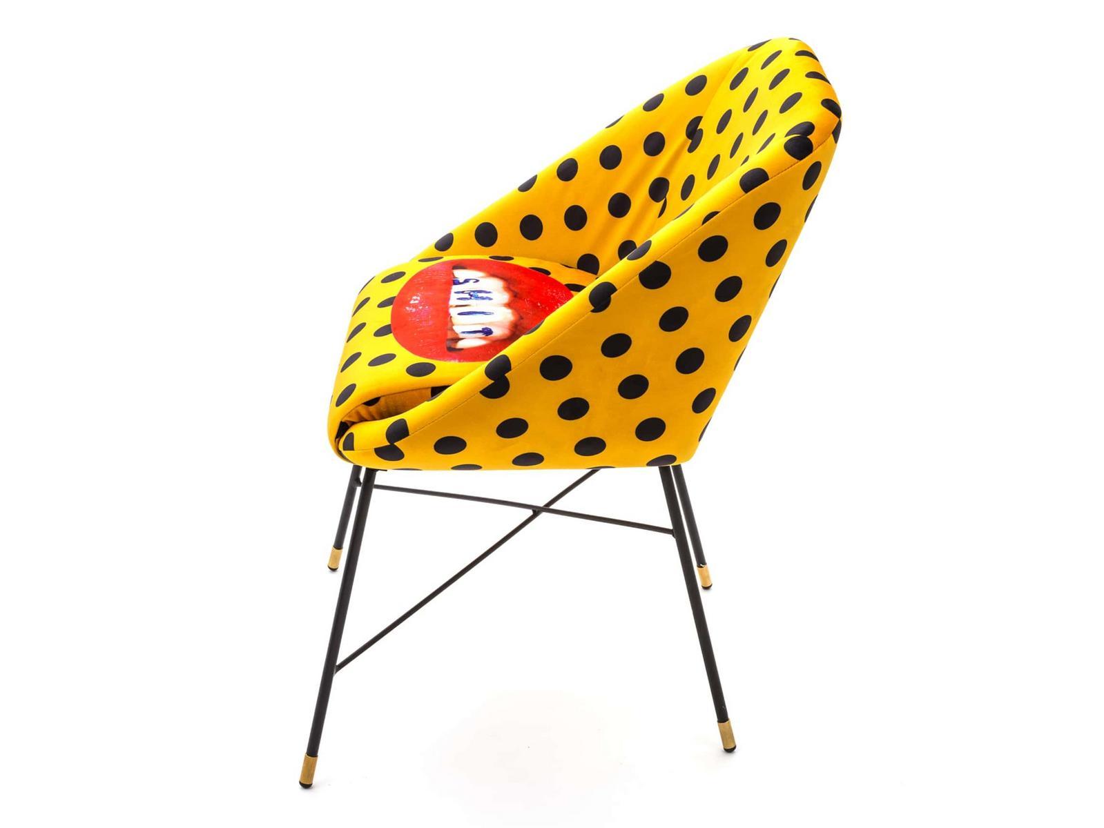 Upholstered fabric chair with armrests | Shit by Seletti
