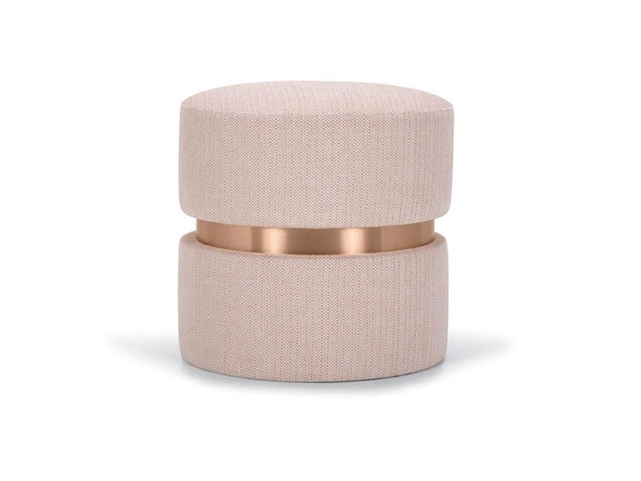 Upholstered round fabric pouf | Tara by Domingo salotti