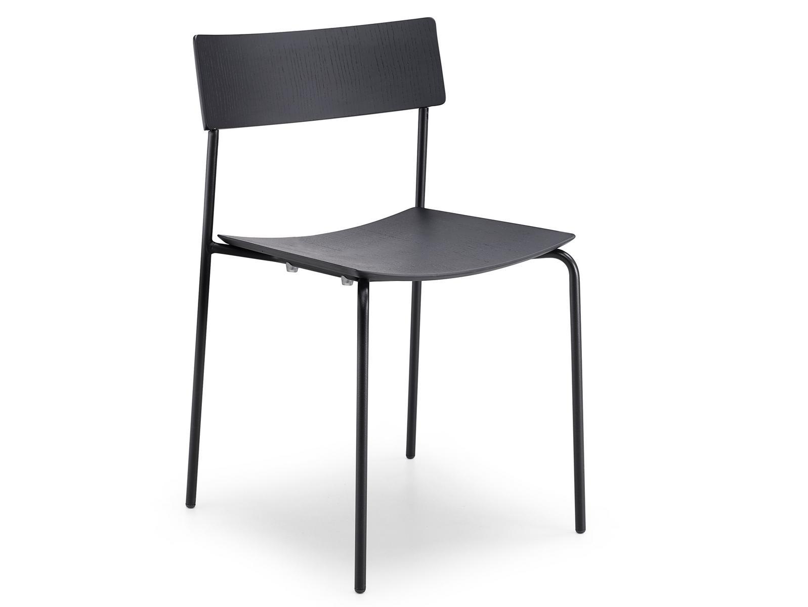 Stackable chair in wood and steel structure | Mito S by Midj