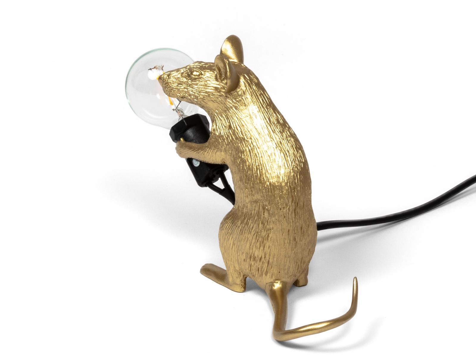LED resin table lamp | Mouse Lamp Gold - Mac by Seletti