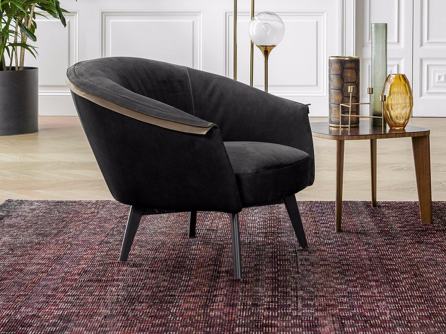 Upholstered fabric lobby chair with armrests | Bruno by Bonaldo